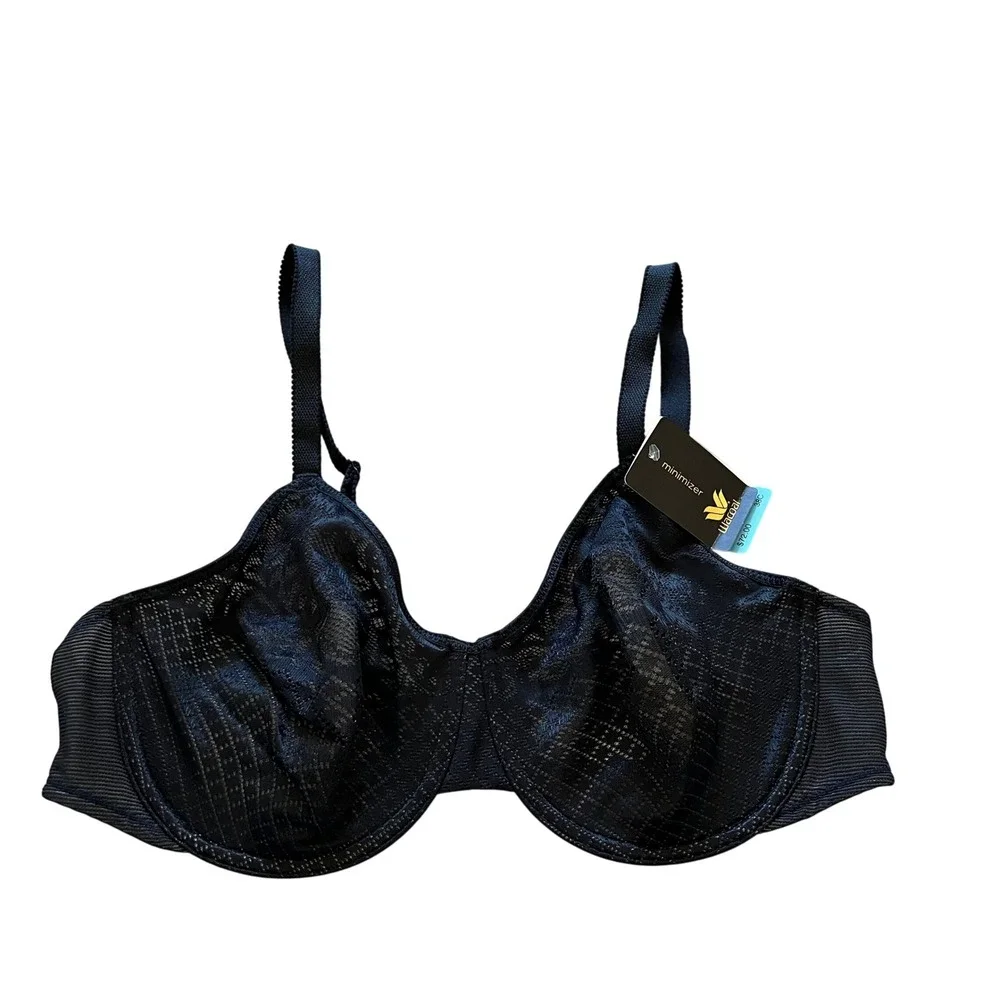 Wacoal Visual Effects Minimizer Bra 857210 Black Lace Underwire Mens 38C NEW